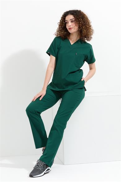 Happiness Spaniard - Likralı Doktor Hemşire Forma Takımı (KADIN), Koyu Yeşil