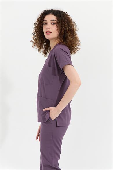 Happiness Spaniard - Likralı Doktor Hemşire Forma Takımı (KADIN), Gül Kurusu