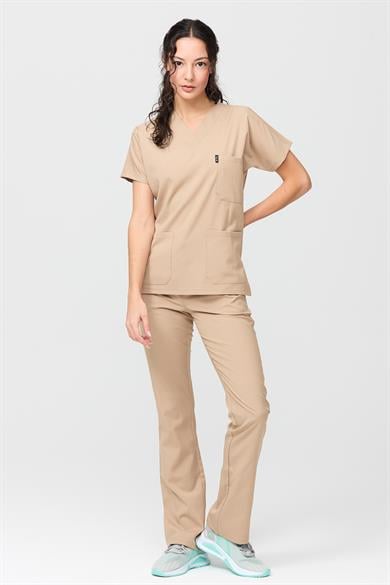 Happiness Spaniard - Likralı Doktor Hemşire Forma Takımı (KADIN), Bej