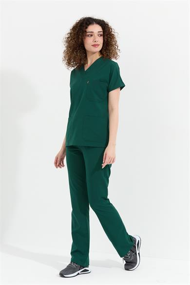 Happiness Spaniard - Likralı Doktor Hemşire Forma Takımı (KADIN), Koyu Yeşil