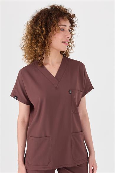 Happiness Spaniard - Likralı Doktor Hemşire Forma Takımı (KADIN), Çikolata Kahve