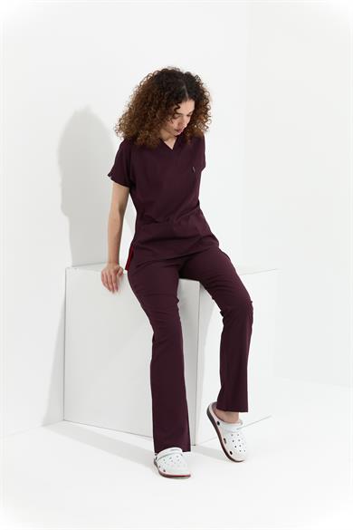 Happiness Spaniard - Likralı Doktor Hemşire Forma Takımı (KADIN), Mürdüm