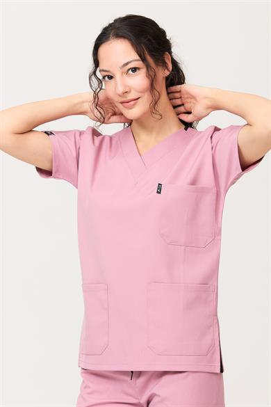 Happiness Spaniard - Likralı Doktor Hemşire Forma Takımı (KADIN), Gül Pembe