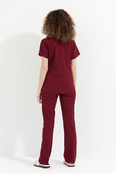 Happiness Spaniard - Likralı Doktor Hemşire Forma Takımı (KADIN), Bordo