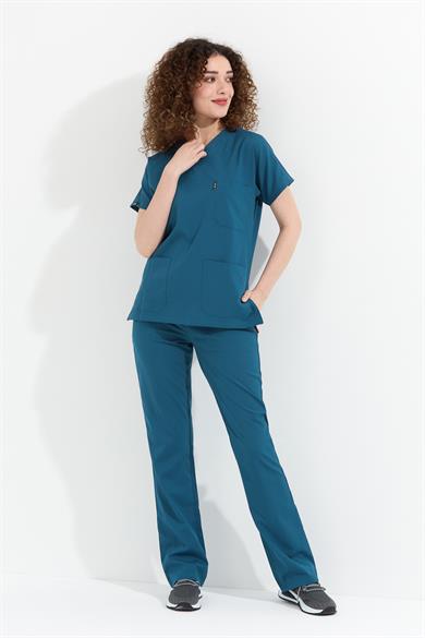 Happiness Spaniard - Likralı Doktor Hemşire Forma Takımı (KADIN), İndigo