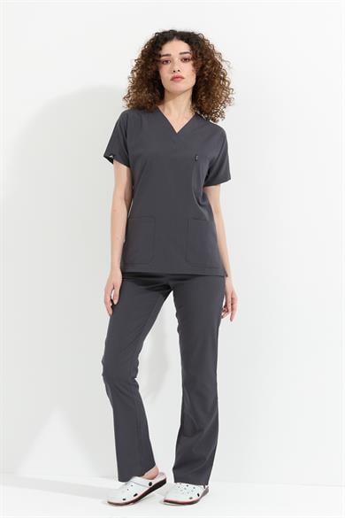 Happiness Spaniard - Likralı Doktor Hemşire Forma Takımı (KADIN), Antrasit