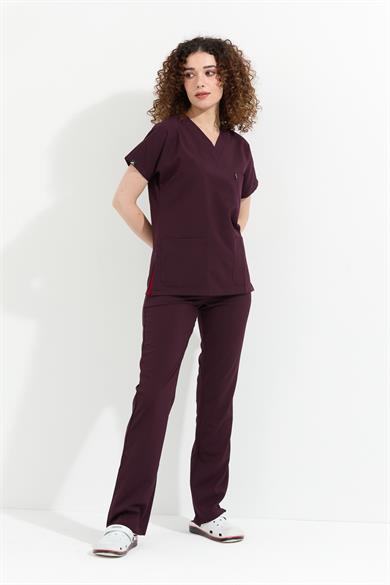 Happiness Spaniard - Likralı Doktor Hemşire Forma Takımı (KADIN), Mürdüm