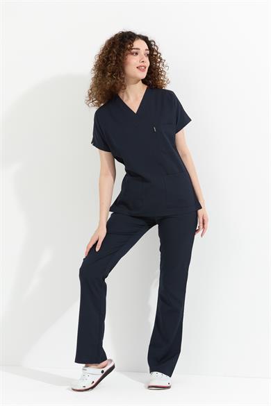 Happiness Spaniard - Likralı Doktor Hemşire Forma Takımı (KADIN), Lacivert