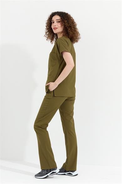 Happiness Spaniard - Likralı Doktor Hemşire Forma Takımı (KADIN), Haki