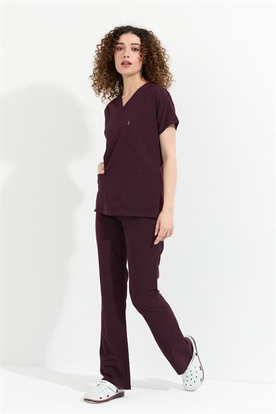 Happiness Spaniard - Likralı Doktor Hemşire Forma Takımı (KADIN), Mürdüm