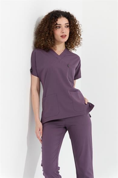 Happiness Spaniard - Likralı Doktor Hemşire Forma Takımı (KADIN), Gül Kurusu