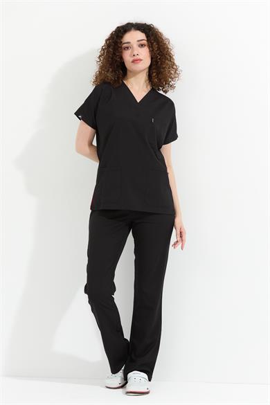 Happiness Spaniard - Likralı Doktor Hemşire Forma Takımı (KADIN), Siyah