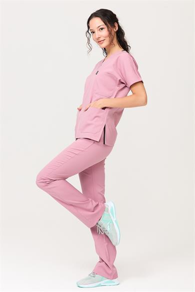 Happiness Spaniard - Likralı Doktor Hemşire Forma Takımı (KADIN), Gül Pembe