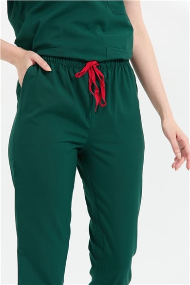 Happiness Spaniard - Likralı Doktor Hemşire Scrubs Tek Alt Cerrahi Forma (KADIN), Koyu Yeşil