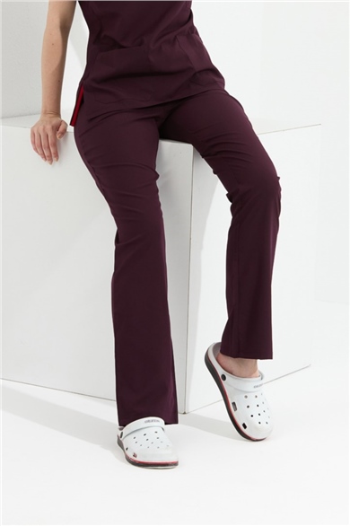 Happiness Spaniard - Likralı Doktor Hemşire Scrubs Tek Alt Cerrahi Forma (KADIN), Mürdüm