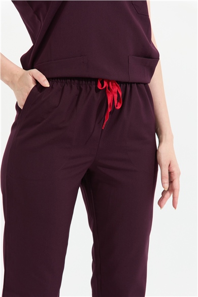 Happiness Spaniard - Likralı Doktor Hemşire Scrubs Tek Alt Cerrahi Forma (KADIN), Mürdüm