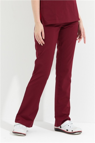 Happiness Spaniard - Likralı Doktor Hemşire Scrubs Tek Alt Cerrahi Forma (KADIN), Bordo