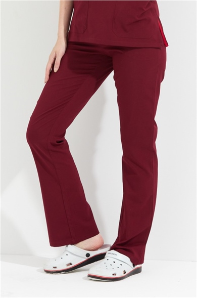 Happiness Spaniard - Likralı Doktor Hemşire Scrubs Tek Alt Cerrahi Forma (KADIN), Bordo