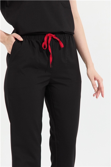 Happiness Spaniard - Likralı Doktor Hemşire Scrubs Tek Alt Cerrahi Forma (KADIN), Siyah