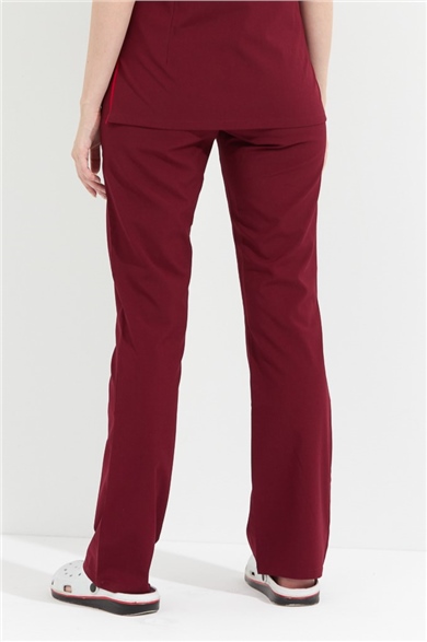 Happiness Spaniard - Likralı Doktor Hemşire Scrubs Tek Alt Cerrahi Forma (KADIN), Bordo