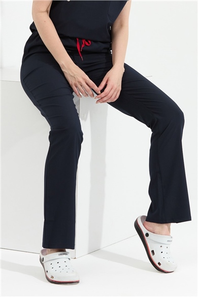 Happiness Spaniard - Likralı Doktor Hemşire Scrubs Tek Alt Cerrahi Forma (KADIN), Lacivert