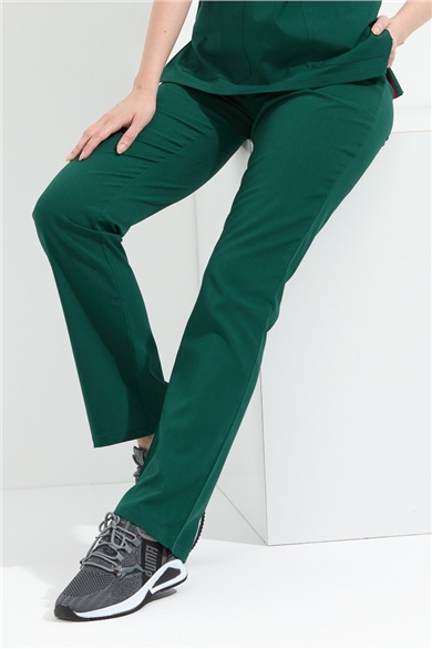 Happiness Spaniard - Likralı Doktor Hemşire Scrubs Tek Alt Cerrahi Forma (KADIN), Koyu Yeşil