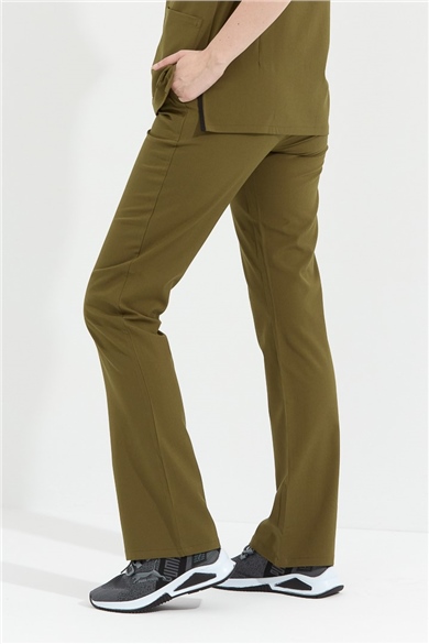 Happiness Spaniard - Likralı Doktor Hemşire Scrubs Tek Alt Cerrahi Forma (KADIN), Haki