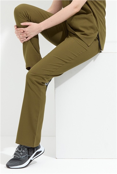 Happiness Spaniard - Likralı Doktor Hemşire Scrubs Tek Alt Cerrahi Forma (KADIN), Haki