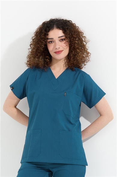 Happiness Spaniard - Likralı Doktor Hemşire Tek Üst Forma (KADIN), İndigo