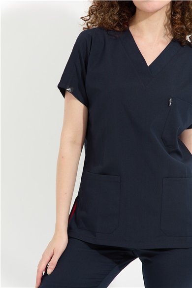 Happiness Spaniard - Likralı Doktor Hemşire Tek Üst Forma (KADIN), Lacivert