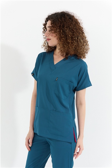 Happiness Spaniard - Likralı Doktor Hemşire Tek Üst Forma (KADIN), İndigo