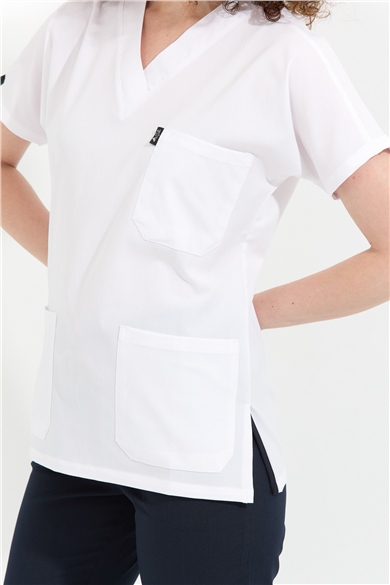 Happiness Spaniard - Likralı Doktor Hemşire Tek Üst Forma (KADIN), Beyaz