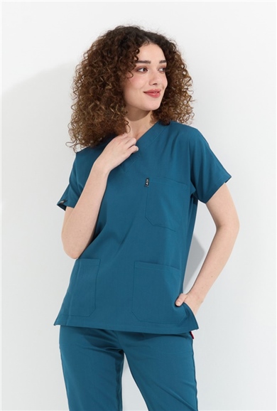 Happiness Spaniard - Likralı Doktor Hemşire Tek Üst Forma (KADIN), İndigo