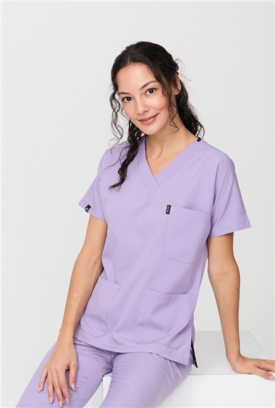 Happiness Spaniard - Likralı Doktor Hemşire Tek Üst Forma (KADIN), Lila