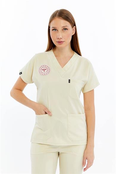 Spaniard - Tekniker,Teknisyen Forması Likralı Scrubs (Kadın) (Yeni Yönetmeliğe Uygun - Moth) (Tek Üst)