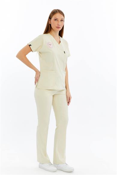 Spaniard - Tekniker,Teknisyen Forması Likralı Scrubs (Kadın) (Yeni Yönetmeliğe Uygun - Moth) (Takım)