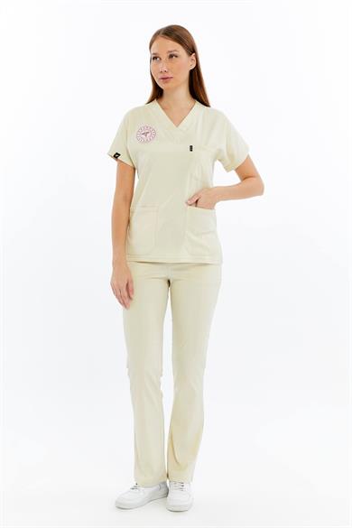 Spaniard - Tekniker,Teknisyen Forması Likralı Scrubs (Kadın) (Yeni Yönetmeliğe Uygun - Moth) (Takım)