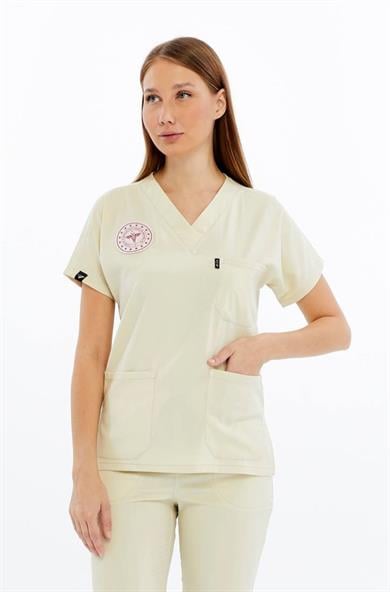 Spaniard - Tekniker,Teknisyen Forması Likralı Scrubs (Kadın) (Yeni Yönetmeliğe Uygun - Moth) (Tek Üst)