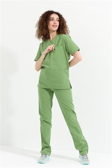 TerryCotton Basic - Doktor Hemşire Forma Takımı (UNISEX), Fıstık Yeşili