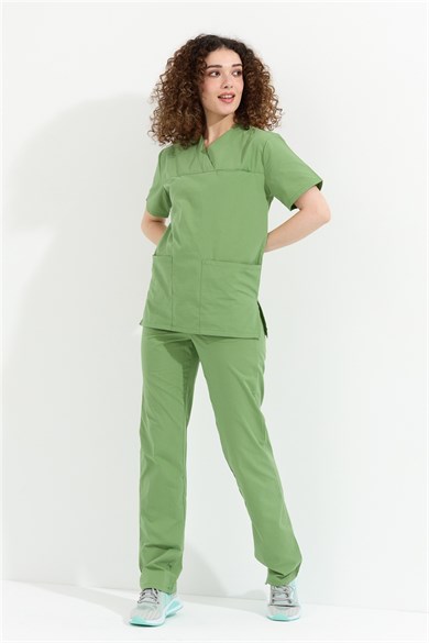 TerryCotton Basic - Doktor Hemşire Forma Takımı (UNISEX), Fıstık Yeşili