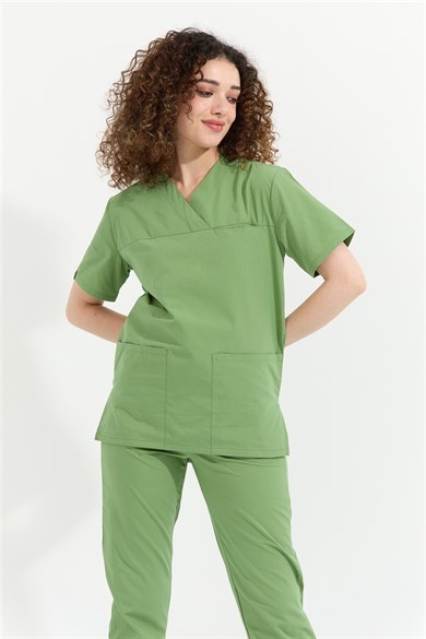 TerryCotton Basic - Doktor Hemşire Forma Takımı (UNISEX), Fıstık Yeşili