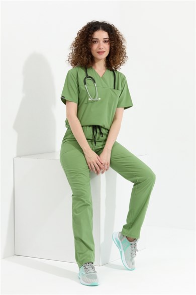 TerryCotton Basic - Doktor Hemşire Forma Takımı (UNISEX), Fıstık Yeşili