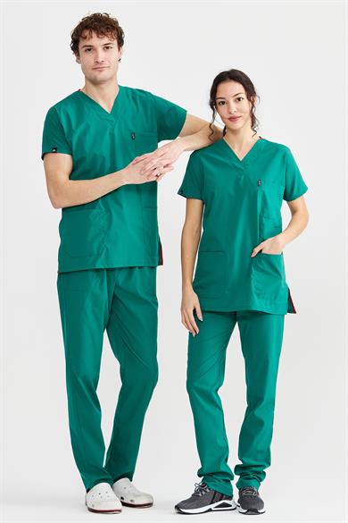 UltraLycra Basic - Likralı Doktor Hemşire Forma Takımı (UNISEX), Cerrahi Yeşil