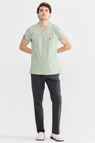 UltraLycra Basic - Likralı Doktor Hemşire Forma Takımı (UNISEX), Su Yeşili/Antrasit