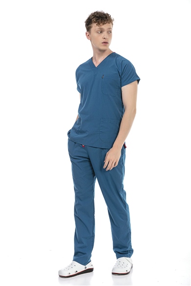 UltraLycra Basic - Likralı Doktor Hemşire Forma Takımı (UNISEX), Petrol Mavi