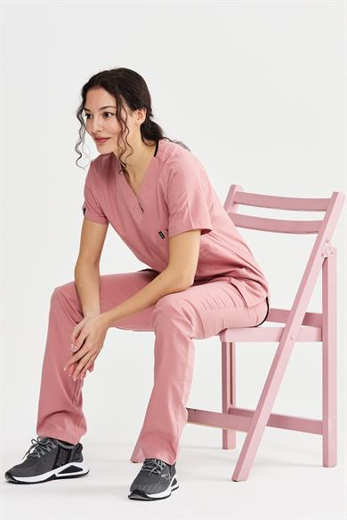 UltraLycra Basic - Likralı Doktor Hemşire Forma Takımı (UNISEX), Bronz Pembe