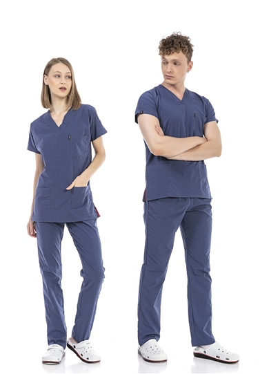 UltraLycra Basic - Likralı Doktor Hemşire Forma Takımı (UNISEX), Fırtına Mavi