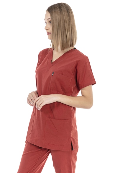 UltraLycra Basic - Likralı Doktor Hemşire Forma Takımı (UNISEX), Kiremit