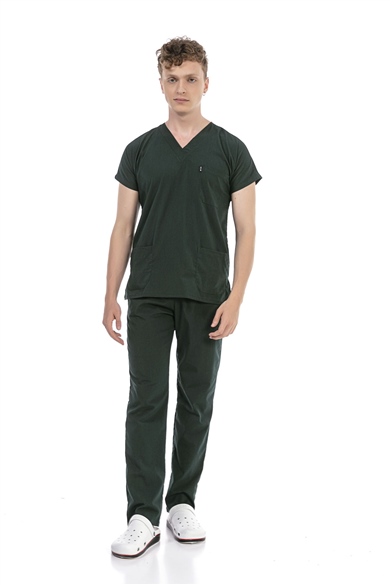 UltraLycra Basic - Likralı Doktor Hemşire Forma Takımı (UNISEX), Koyu Yeşil