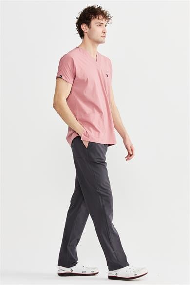 UltraLycra Basic - Likralı Doktor Hemşire Forma Takımı (UNISEX), Bronz Pembe/Antrasit